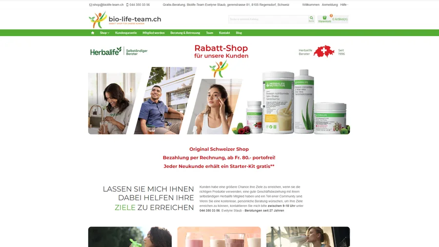 Bio-Life-Team.ch – PrestaShop-Onlineshop für Ernährung, Wellness und Herbalife-Produkte