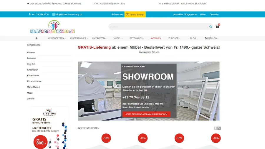 Kinderzimmershop.ch – PrestaShop-Onlineshop für Kinderzimmer und Kindermöbel